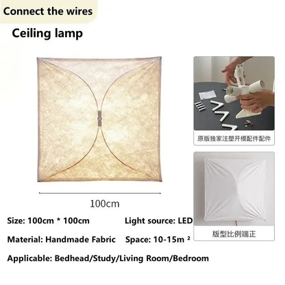 100cm square italian vintage ceiling light with beige handmade fabric shade and warm led lighting for living room decorbites italian vintage