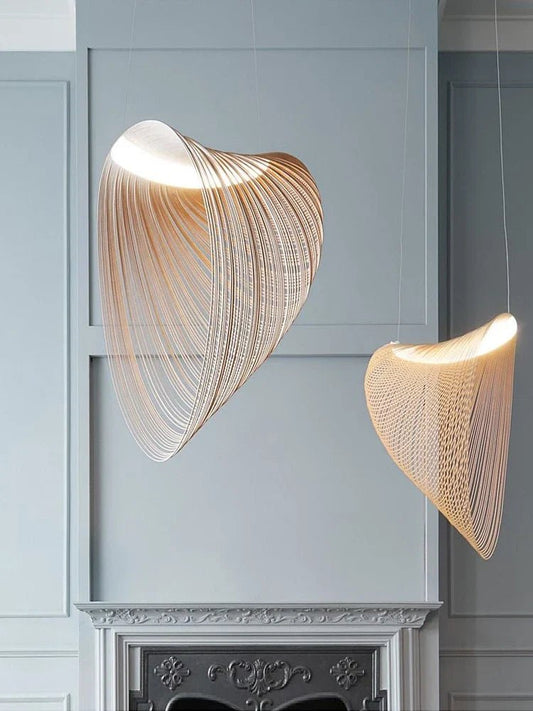 Italian Wabi-Sabi Wood Pendant Light in Yellow Iron - Decorbites