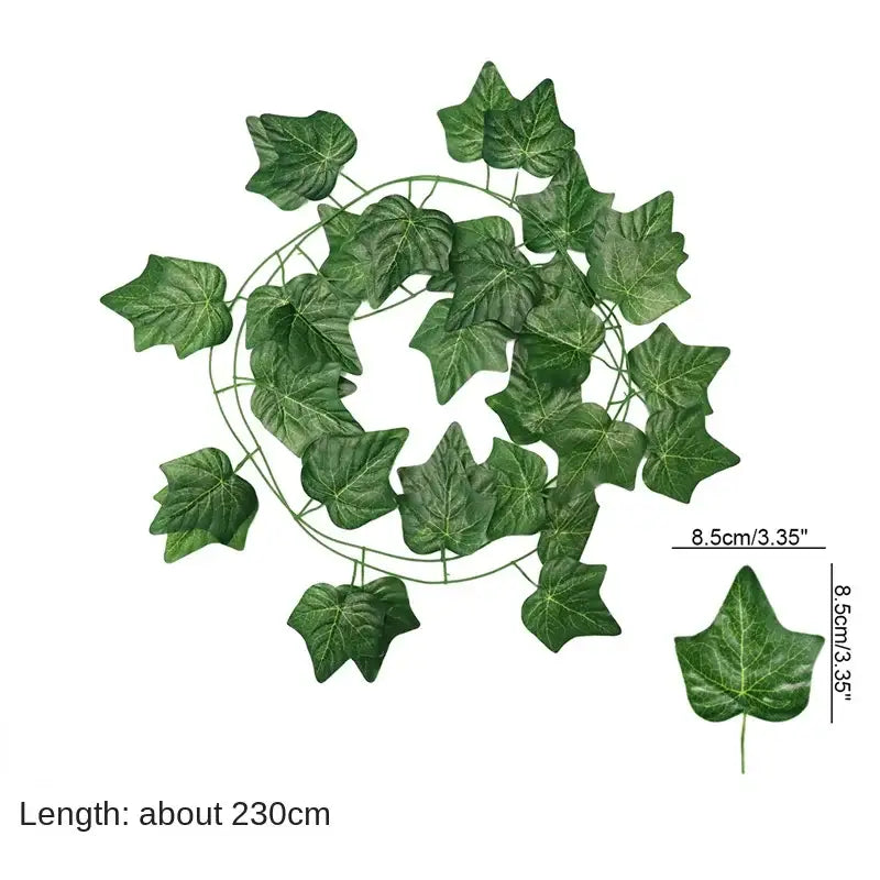 Green fake leaves garland vine with ivy green fake leaves on circular wire frame for front door decoration