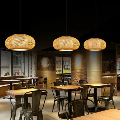 Japanese Bamboo Woven Lantern Pendant Light - Decorbites