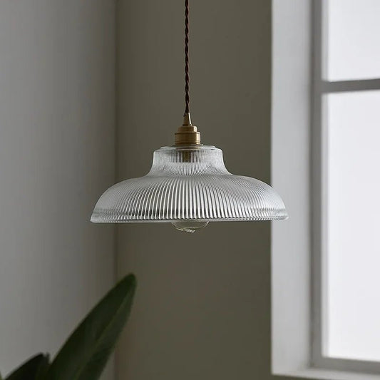Japanese Brass Semi-Circle Glass Pendant Light - Decorbites