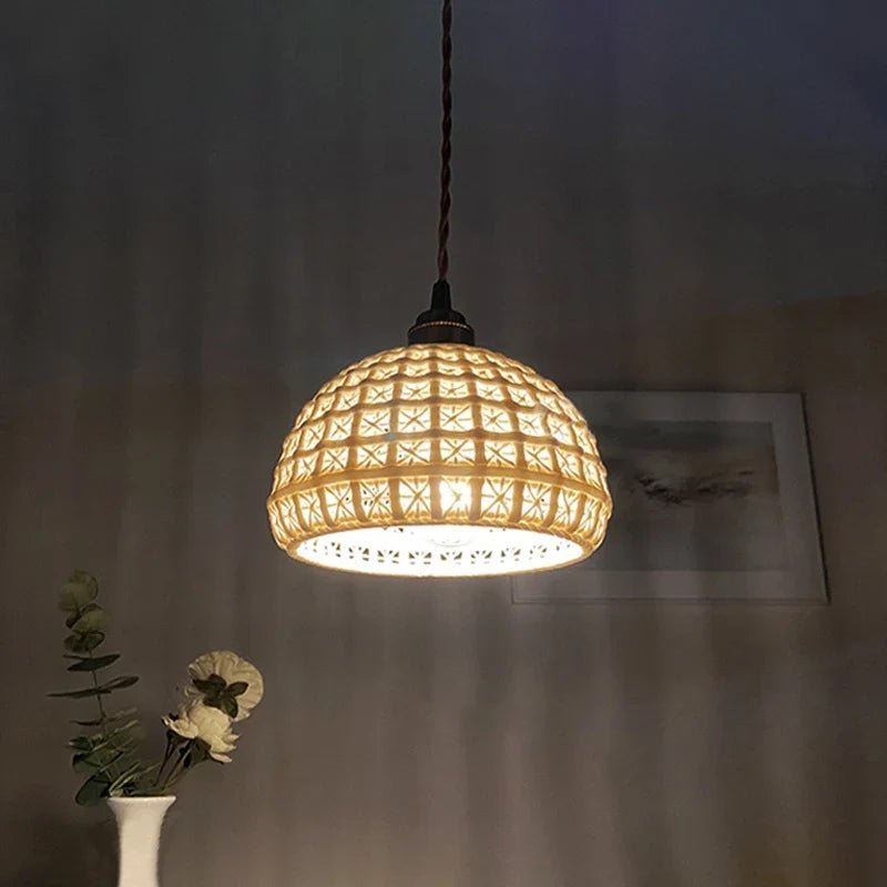 Japanese Ceramic Pendant Light With Copper Finish - Decorbites