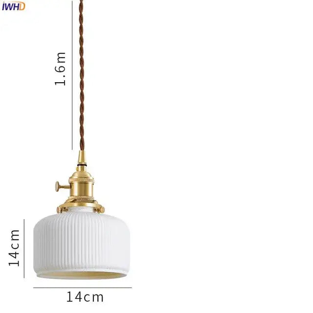 White ribbed glass pendant light with brass fixture and twisted brown cord for ceramic led pendant decorbites design
