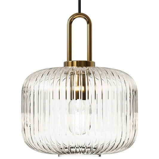 Japanese Glass Pendant Light With Iron Accents - Decorbites