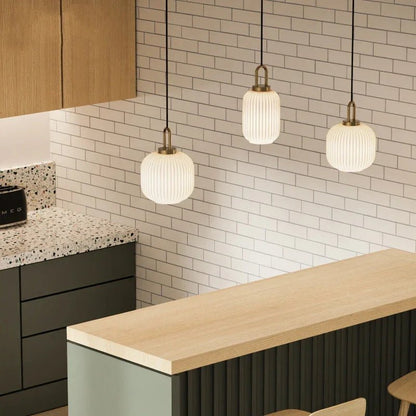 Japanese Glass Pendant Light With Iron Accents - Decorbites