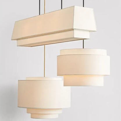 Modern cream tiered pendant lamp with matte fabric shades for kitchen decorbites camden japanese design