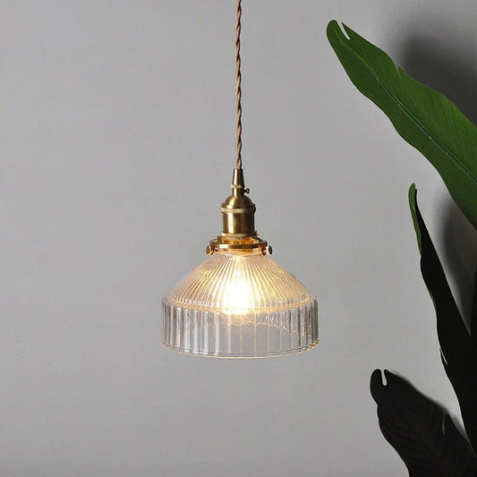 Japanese Pastoral Glass Pendant Light With Copper Accents - Decorbites