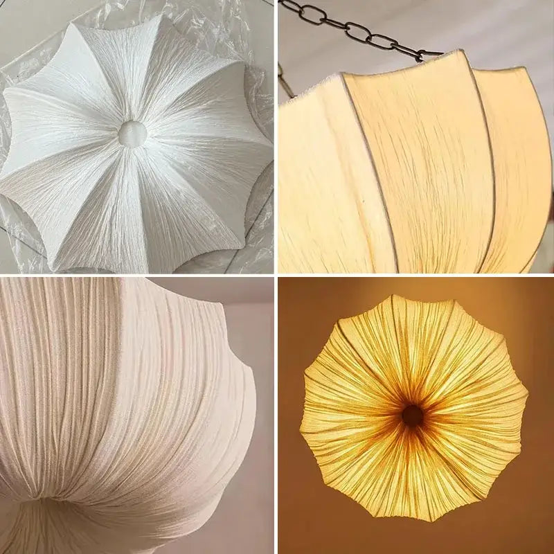 Japanese pleated white fabric pendant light with radial design and warm glow is a refined choice for hospitality settings