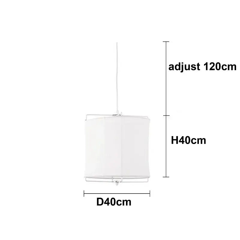 White cylindrical pendant lamp with fabric shade and metal frame in decorbites linen fabric chandelier style for bedroom