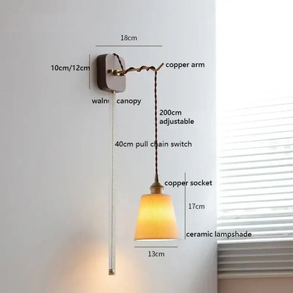 Warm-toned ceramic led wall light with ribbed texture suspended by adjustable copper arm decorbites ceramic led bedroom decorbites ceramic led wall