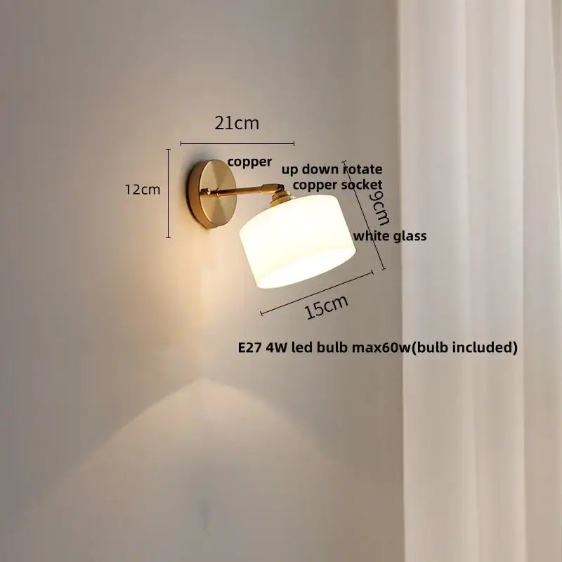 Copper wall sconce with white glass shade japanese style led brass wall sconce with pull chain decorbites japanese style