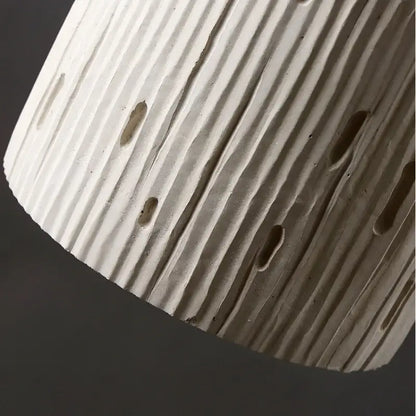 Textured white ceramic japanese style led wood wall light with vertical ridges and oval cutouts for decorbites bedroom pull chain