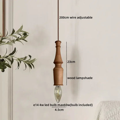 A japanese style terracotta ceramic pendant light with a rustic grooved wooden shade and exposed edison bulb for dining room decorbites