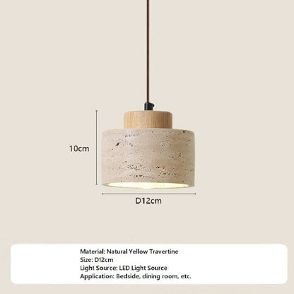 Japanese Style Yellow Travertine Stone Pendant Light - Decorbites