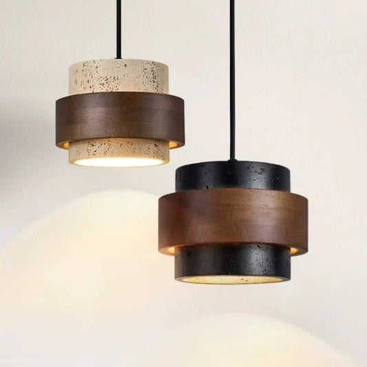 Japanese Wabi Sabi Stone Pendant Light in White or Gray - Decorbites