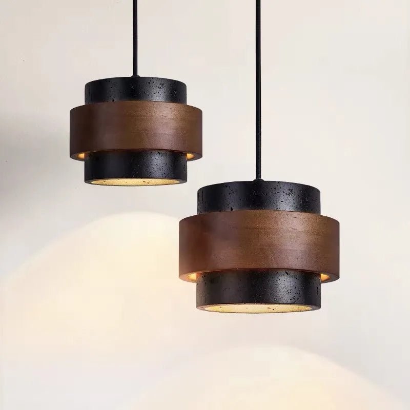 Japanese Wabi Sabi Stone Pendant Light in White or Gray - Decorbites