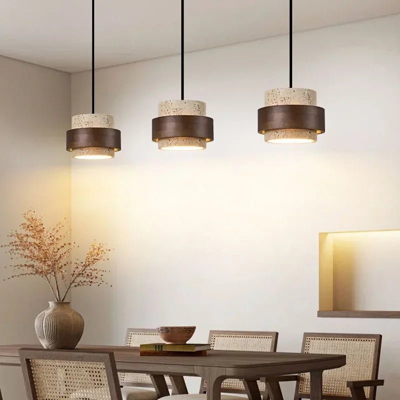 Japanese Wabi Sabi Stone Pendant Light in White or Gray - Decorbites