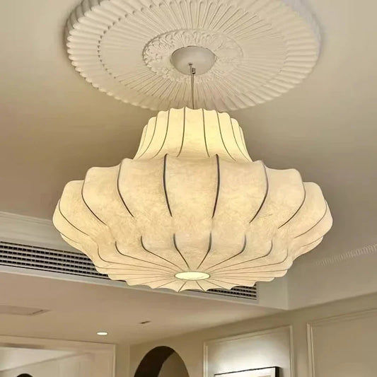 Japanese Wabi-Sabi White Silk Knitted Pendant Light