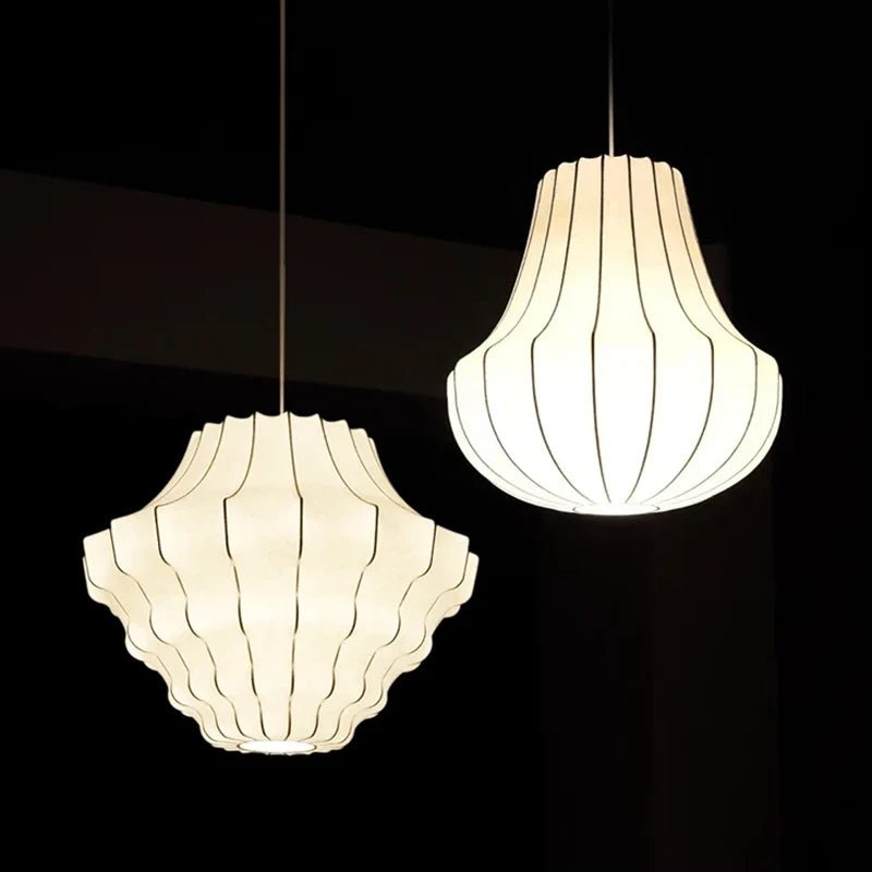 Japanese Wabi-Sabi White Silk Knitted Pendant Light - Decorbites