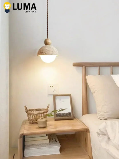 Japanese Wabi-Sabi Yellow Travertine Pendant Light - Decorbites