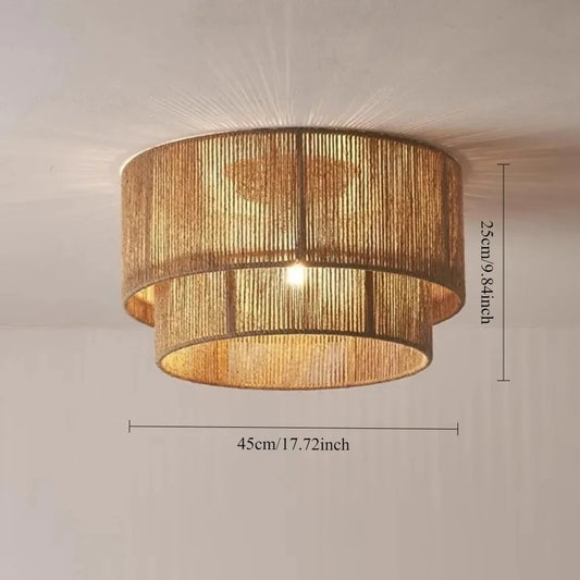 Japanese Wicker Rope Pendant Light in Brown, 45Cm