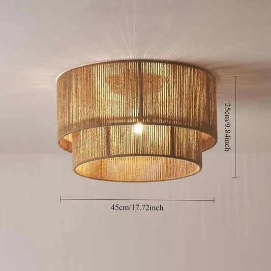 Japanese Wicker Rope Pendant Light in Brown, 45Cm - Decorbites