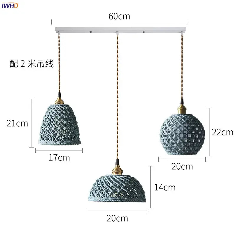 Set of three modern pendant lights with woven gray resin shades and brass cords for decorbites ceramic led pendant lighting