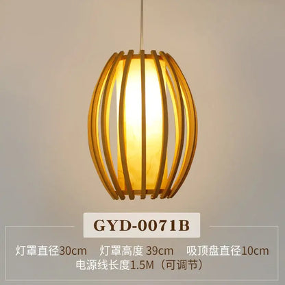 Warm-toned decorbites bamboo pendant lamp with glowing softly diffused interior for Japanese zen tea or living room decor