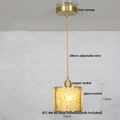 Lavender crystal glass led pendant light with warm golden textured glass and brass finish for elegant decorbites pendant light