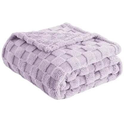 A lavender quilted plush cozy fluffy blanket with diamond pattern perfect for living room decorbites cozy throw