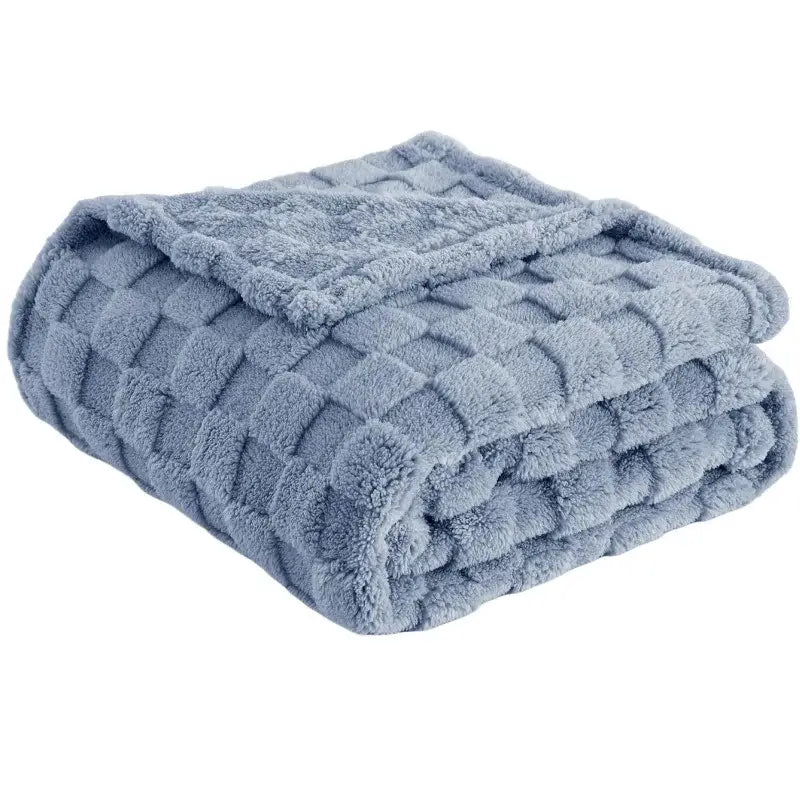 A soft light blue decorbites cozy fluffy quilted plush throw blanket perfect for living room decorbites cozy use