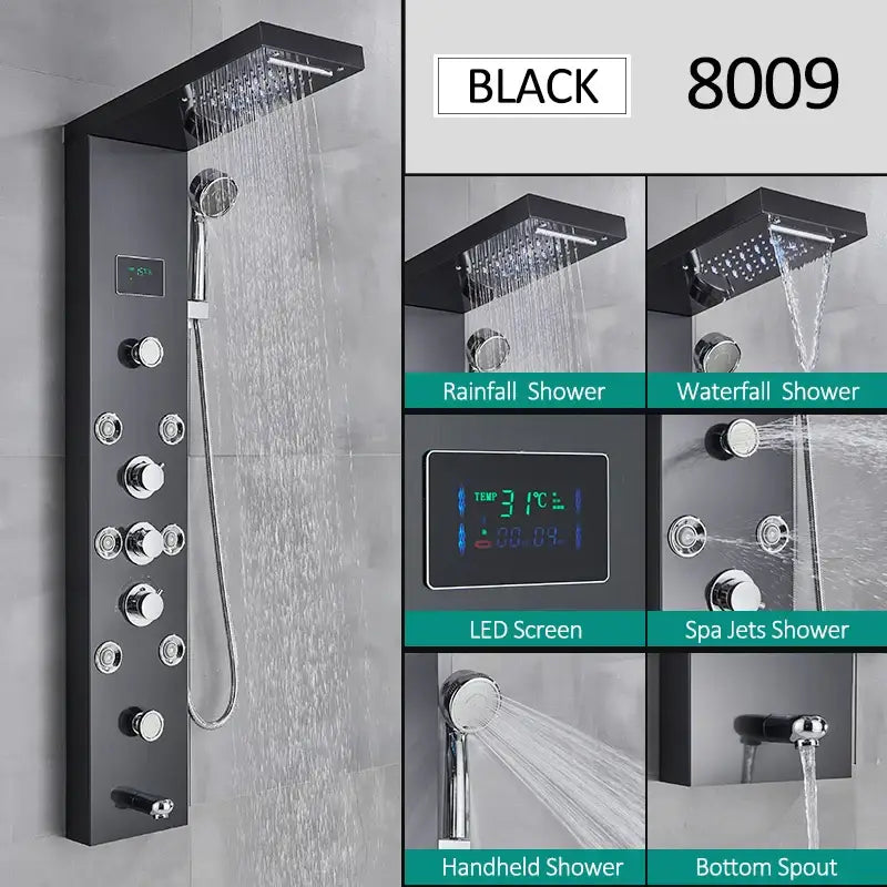 Nickel Rainfall Shower Panel