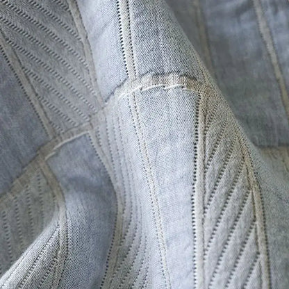 Light blue and gray decorbites cotton summer cool quilt towel blanket with light gray textured fabric and subtle diagonal ribbing