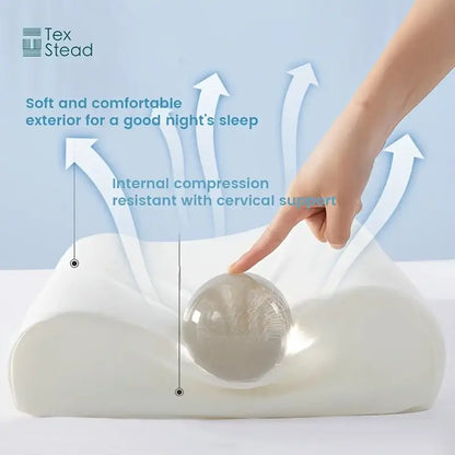 White memory foam cervical pillow with internal compression support and soft exterior for decorbites cooling memory foam comfort