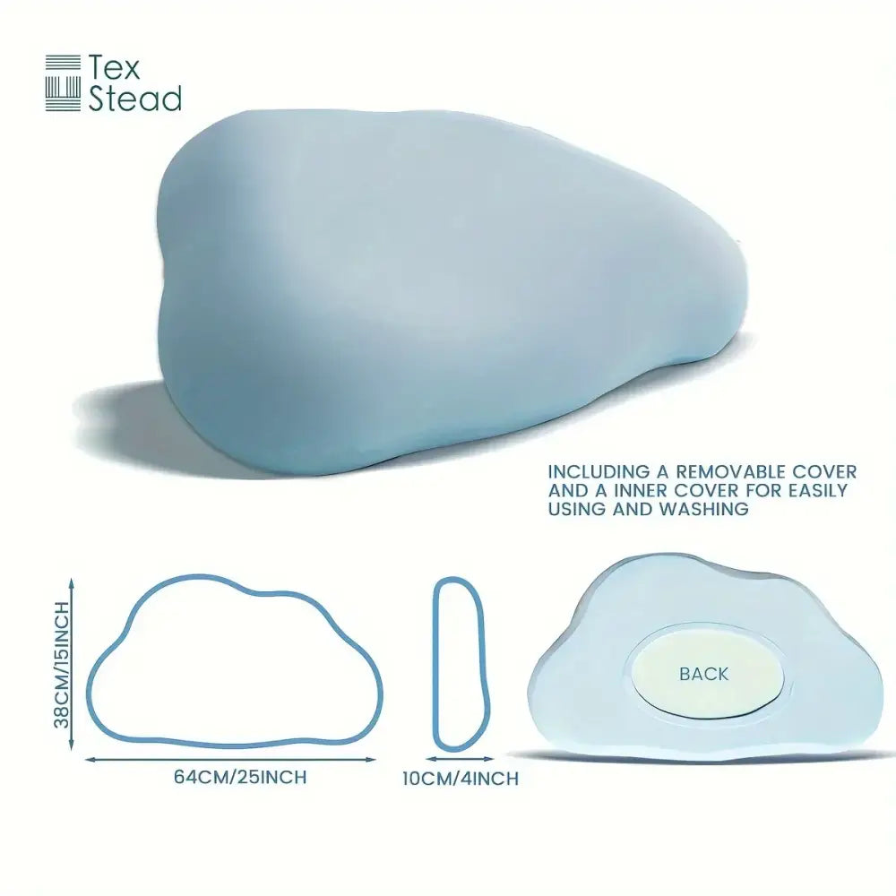 Light blue cooling memory foam pillow with removable and inner covers for easy washing and ergonomic bedroom use