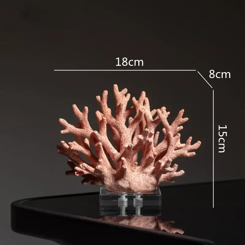 Delicate soft peach coral reef simulation sculpture with intricate branches on clear acrylic stand for living room decorbites coral reef