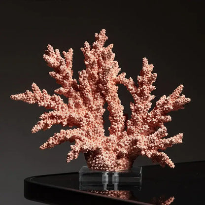 Light blue coral reef simulation sculpture with delicate pink coral design on clear acrylic base for living room decorbites coral reef decor