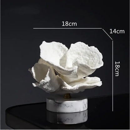 White textured coral reef simulation sculpture on marble base for living room decorbites coral reef decor