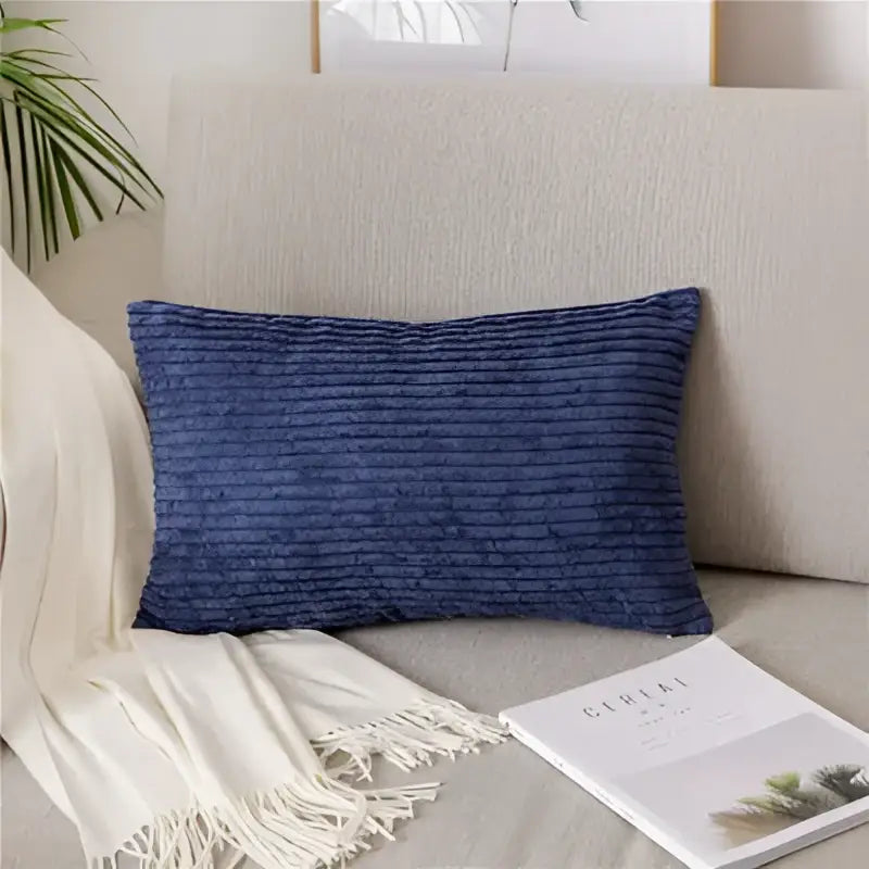 Light blue corduroy flocking pillow cover with textured ribbed surface for living room decorbites corduroy flocking decor
