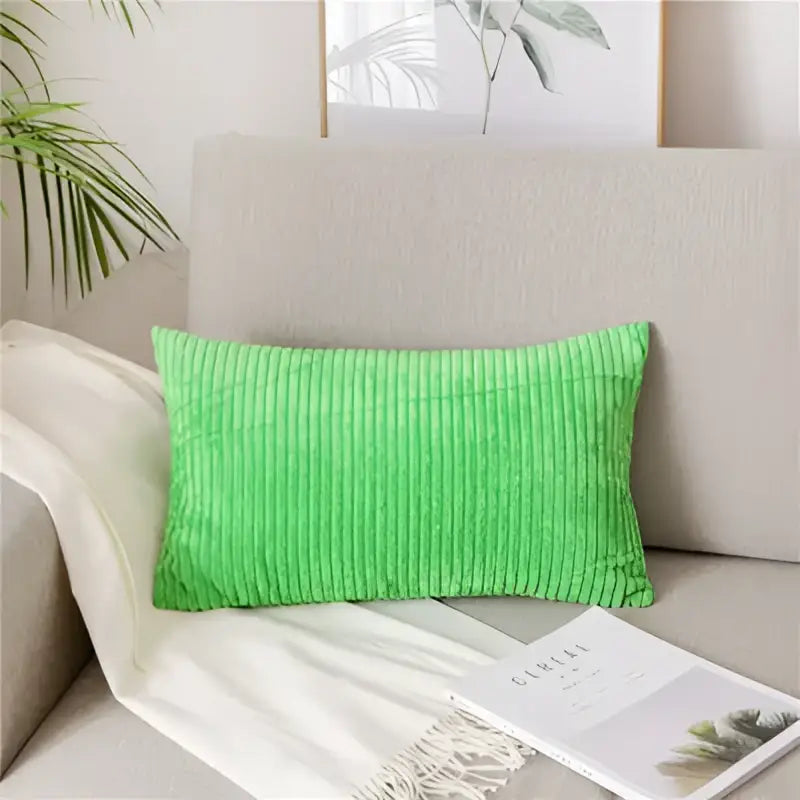 Bright green corduroy rectangular pillow cover featuring decorbites corduroy flocking for living room decor