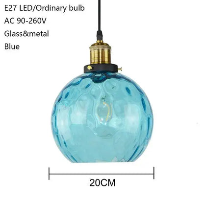 Loft blue glass pendant light with textured blue glass shade and brass-finished metal fixture for kitchen decorbites loft blue