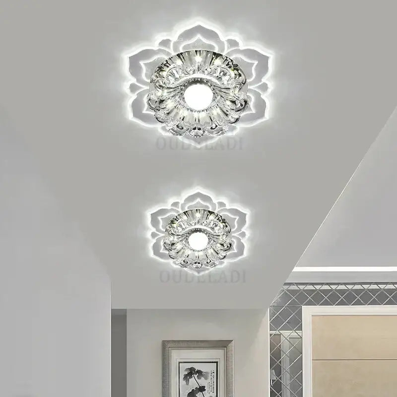 Lotus crystal flower spotlight living room led ceiling light with crystal-clear lotus-shaped decorbites crystal flower design