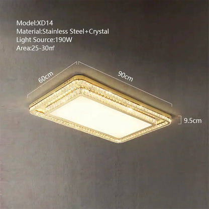 Luxe gold crystal led ceiling chandelier with stainless steel frame and warm illumination for dining room decorbites crystal led
