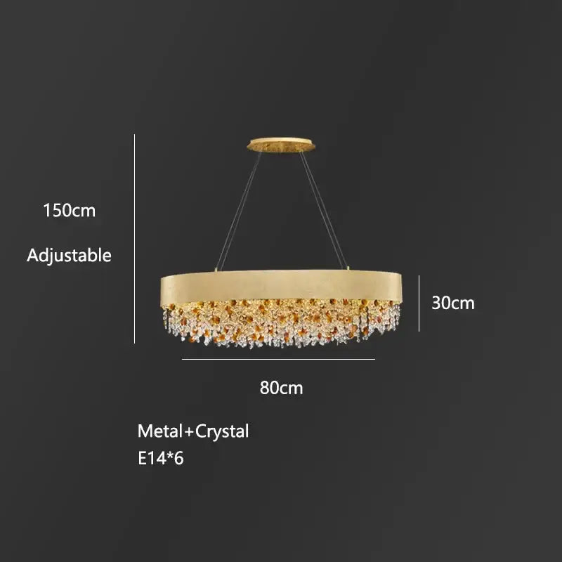 Luxurious gold decorbites circular crystal chandelier with metallic frame and cascading crystals for living room pendant light