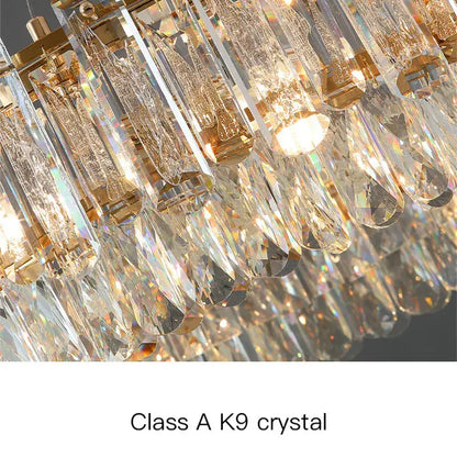 Luxurious two tier gold round oval crystal chandelier with cascading teardrop k9 crystals for dining room decorbites gold round