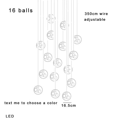 A luxury amber clear glass pendant light with 16 spherical dimmable led bulbs for dining room decorbites pendant light
