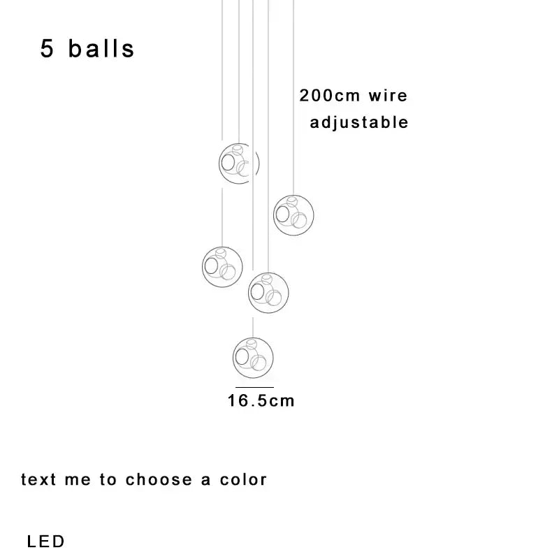 Adjustable luxury amber glass sphere pendant light with five clear glass balls and customizable color for dining room decorbites clear glass pendant