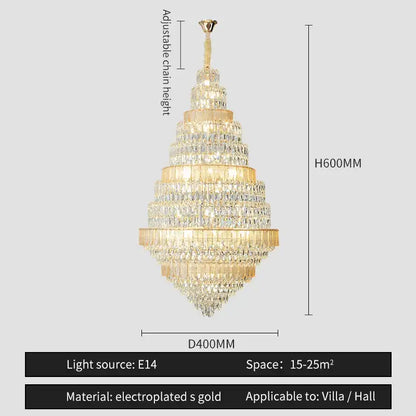 Luxury blue and clear crystal headlight chandelier with gold electroplated tiers for villa dining room decorbites crystal headlight
