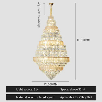 Luxury blue and clear decorbites crystal headlight chandelier with gold electroplated frame for villa dining room decor