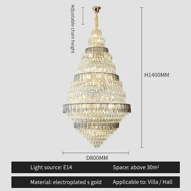 Luxury blue and clear crystal headlight chandelier with electroplated gold finish and adjustable chain height for villa dining room decorbites crystal headlight